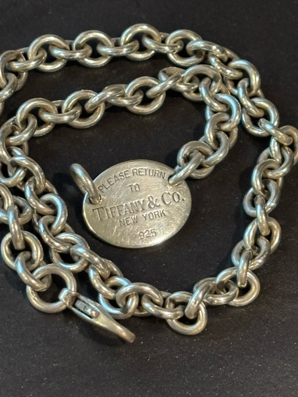 SOLD Tiffany & Co. Sterling Silver Round Tag Link Necklace